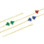GINKO - Wonderful collar in light gold with the alternation of green, red, and blue enamels charms that embody Ginko's leaf.
It's perfect to be worn on a monochrome outfit. - A.Z. Bigiotterie