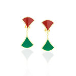 Light gold with green and red enamel