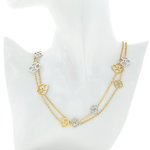 FLOWER - Necklace with floral pendants in light gold and rodhium, ideal for romantic outfits. - A.Z. Bigiotterie
