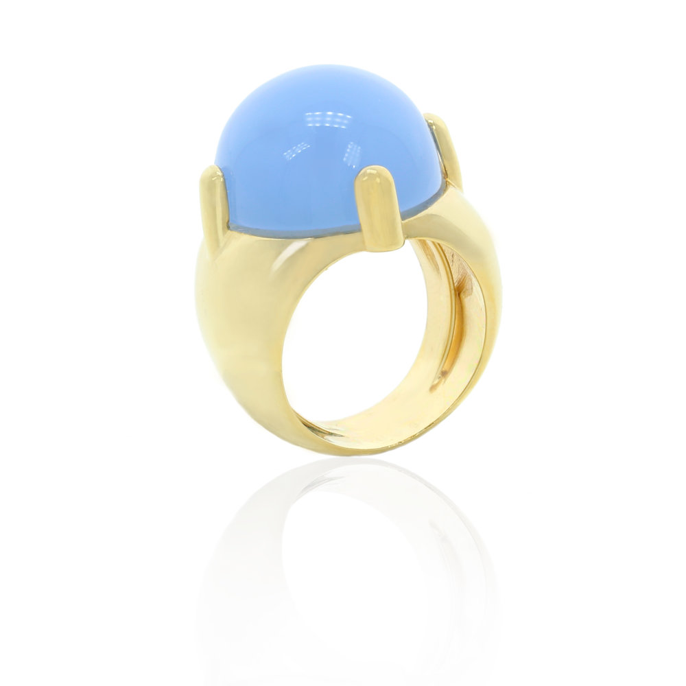 LAVINIA - LAVINIA has a mysterious soul, embodied by the light blue resin semi sphere. An important bijoux that surely will make you feel noticed! - A.Z. Bigiotterie