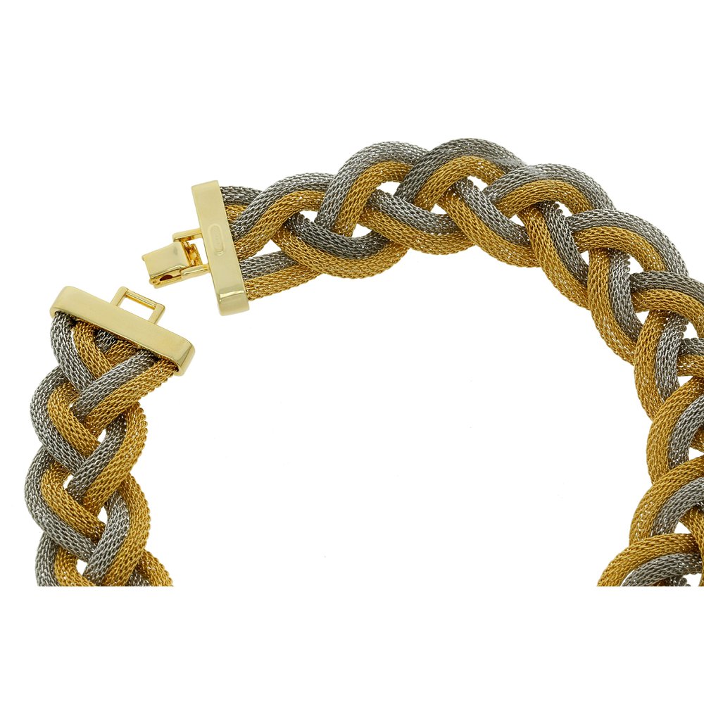 Braided tubogas bracelet in italian 14k yellow gold sales