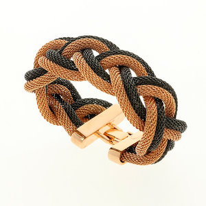 BRAID CHAIN 2 - Braided maze bracelet in pink gold and black ruthenium plated , that you can match it with the choker! - A.Z. Bigiotterie