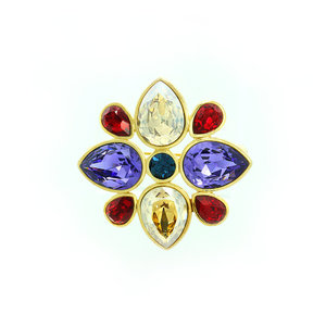 WIND ROSE - WIND ROSE is a brooch with the shape of a little rose, composed by light gold and sapphire, crystal golden shadow, ruby and tanzanite stones: this jewel make it particularly shiny and glamour! - A.Z. Bigiotterie