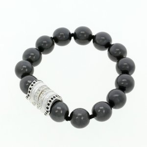 FIONA - Pearl bracelet with magnetic closing rich with white and black crystals in rodhium plated. - A.Z. Bigiotterie