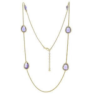 LOREDANA 3 - Together with its earrings and  bracelet, this wonderful necklace, made of 
light gold and tanzanite stone, completes this delicate set. - A.Z. Bigiotterie