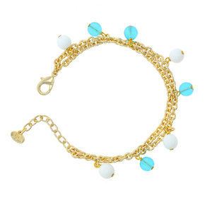 AZZURRA - AZZURRA è un bracciale realizzato in oro chiaro con sfere turchesi e bianche.
È un accessorio da poter sfoggiare tutti i giorni grazie ai toni delicati e raffinati che emana. - A.Z. Bigiotterie