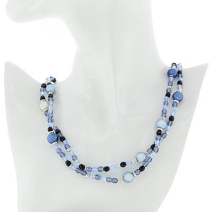 BLUE - The BLUE necklace, made of rodhium with pearls and small pearls in blue tones, is perfect for summer. - A.Z. Bigiotterie