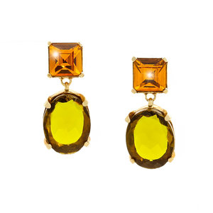 LET ME BE - LET ME BE, made of light gold, is a super light earring due to its topaz square and olivine oval, that will give at any look a unique touch! - A.Z. Bigiotterie