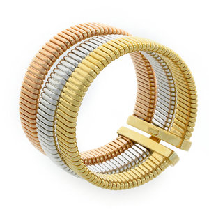 TRITTICO - TRITTICO è un bracciale tubolare caratterizzato da tre diverse nuance: oro chiaro, oro rosa e rodio. È un pezzo unico e raffinato, un vero passepartout! - A.Z. Bigiotterie