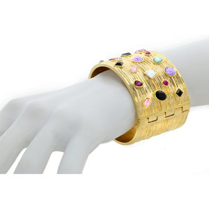 ARABIAN NIGHTS - Rigid bracelet with stones made of light gold with multicloured stones. - A.Z. Bigiotterie