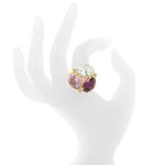 TRILOGY 2 - TRILOGY is a ring made of light gold and is full of light thanks to light rose crystals and white, amethyst and light amethyst ovals. - A.Z. Bigiotterie