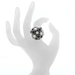 BOUQUET - BOUQUET is a special ring, like a crystals and pearls bouquet that wraps your finger. 
Jewel made of rodhium, with black stones and light grey pearls, available size from 9 to 25. - A.Z. Bigiotterie