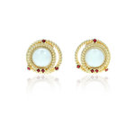 DIANA - A regal earring that will truly make you feel like a queen, made of light gold with pearl and ruby stone. - A.Z. Bigiotterie