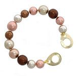 Light gold with alternated mocha, copper and bronze pearls