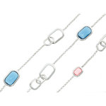 REBECCA - REBECCA &egrave; una collana dai colori delicati adatta per ogni tipo di outfit.
&Egrave; realizzata su base rodio con resina turchese, rosa e bianco trasparenti. - A.Z. Bigiotterie