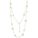 FLOWER - Necklace with floral pendants in light gold and rodhium, ideal for romantic outfits. - A.Z. Bigiotterie