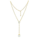 HAILEY - HAILEY is a gracious necklace with a feminine simple touch, made of light gold with crystals and white resin. - A.Z. Bigiotterie