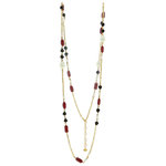 CLEO - CLEO is made for those who look for a stylish touch: jewel in light gold with red coral and black resin alternated and pearl. - A.Z. Bigiotterie