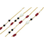 CLEO - CLEO is made for those who look for a stylish touch: jewel in light gold with red coral and black resin alternated and pearl. - A.Z. Bigiotterie