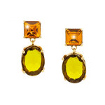 Light gold with topaz square and olivine oval