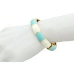 Light gold with white and light turquoise enamel